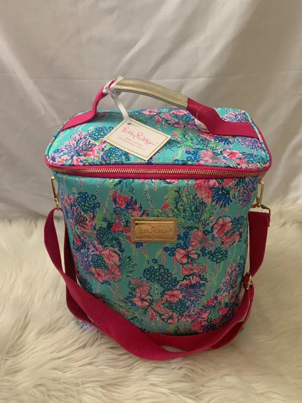 LILLY PULITZER Beach You to It Insulated Wine Carrier Tote Bag